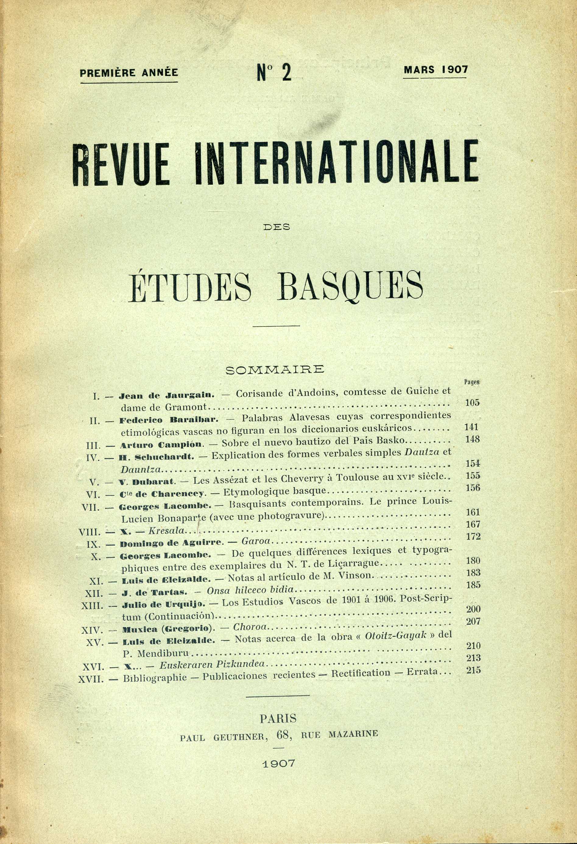 Revista Internacional de los Estudios Vascos. RIEV, 1, 2