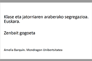 Klase eta jatorriaren araberako segregazioa. Euskara. Zenbait gogoeta