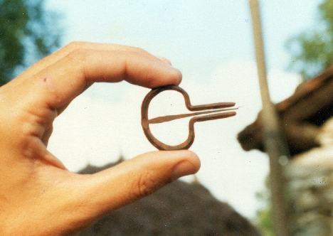 Bedaioko Zumizketa baserriko etxekoandreak jotzen zuen tronpa.